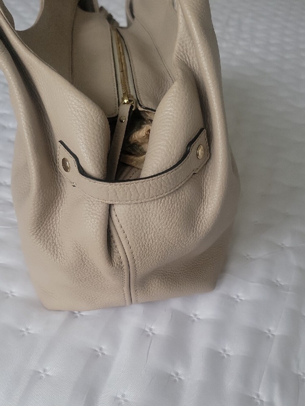 Kate Spade Stevie Berkshire Road Pebbled Leather Satchel Bag in Light Beige - Picture 4 of 8